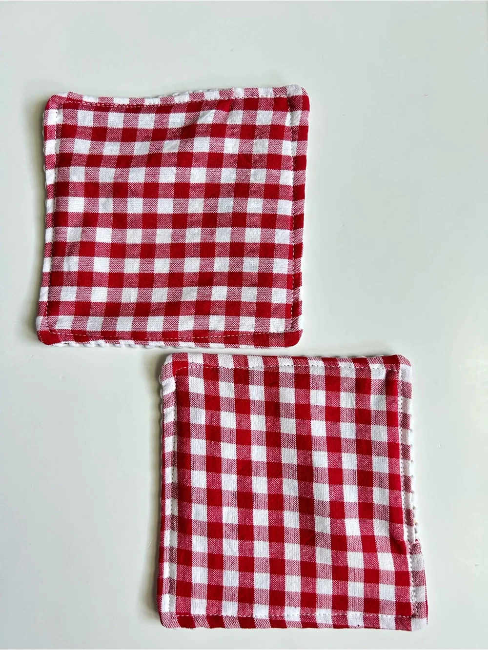 Hand Crafted Red and White Gingham Non Slip Jar Grippers Opens Hard to Turn Lids